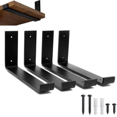 Imagem de rio design99 – 30cm - mão francesa cantoneira invertida – preta – ferro aço suporte para prateleira reforçada resistente industrial madeira bancada estante – 300mm