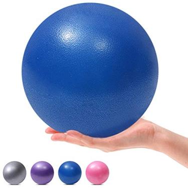 Imagem de MOMPLUS Mini bola de pilates de 22,8 cm para ioga, bola dobrável pequena para estabilidade em casa, treinamento esponjoso, fisioterapia, melhora o equilíbrio da força do núcleo vem com canudo inflável