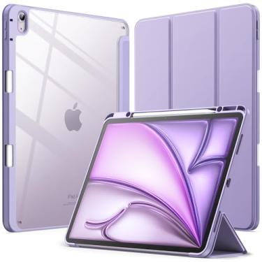 Imagem de JETech Capa para iPad Air 13 Polegadas M4/M3/M2 (2026/2025/2024) com Porta-Pencil, Capa Traseira Claro e Transparente, Suporte Fino, Capa para Tablet À Prova de Choque (Roxo)