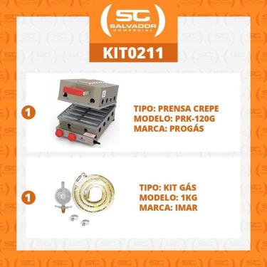 Imagem de Prensa Gás Crepe Suíço 12 Cavidades Prk120G + Kit Gás Progás