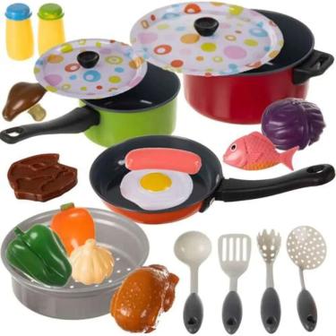 Imagem de Brinquedo Kit Cozinha Infantil Panelinhas 22 peças com Frigideira e Utensilios