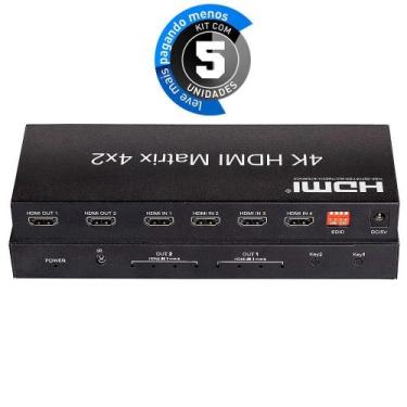 Imagem de Switch Hdmi 4X2 Controle - 2K, 4K, 3D E Full Hd - Kit Com 5 - Cirilo C