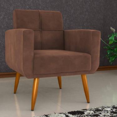 Imagem de Poltrona Decorativa Para Sala Lilian Veludo Ferrugem