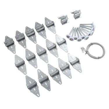 Imagem de Kit de Ferragens para Porta de Garagem, Rolos de Aço Inoxidável e Nylon Com Suportes Superiores e Cabo, Opera Suavemente Qualquer Porta, Pacote Completo para Porta de Garagem