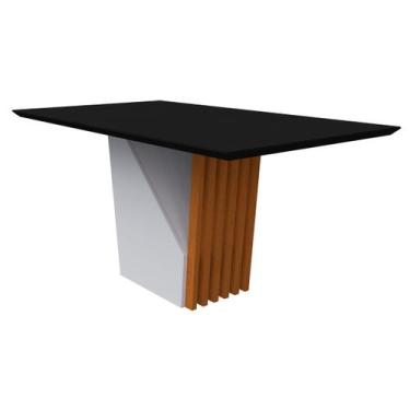 Imagem de Mesa De Jantar Para 4 ou 6 Lugares Tampo Retangular Com Vidro 1,60m Ve