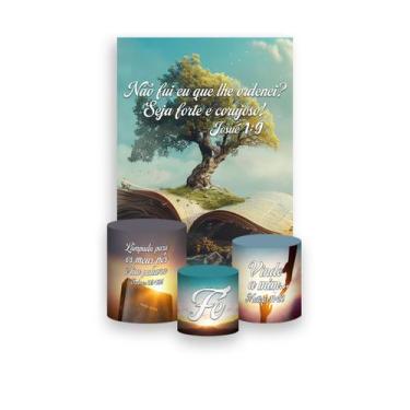 Imagem de Painel De Festa Vertical 1,50 x 2,20 + Trio De Capas Cilindro -Igreja 
