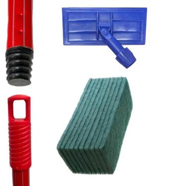 Imagem de Kit SUPORTE LT Limpa Tudo + 10 Fibras Geral / Multiuso VERDE + CABO DE