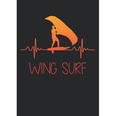 Imagem de Notizbuch A4 liniert mit Softcover Design: Wing Surf Wing Foil Herzschlag Geschenk Foiler Surf Kite: 120 linierte DIN A4 Seiten