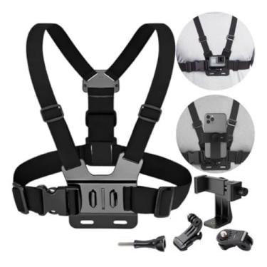 Imagem de Suporte peitoral para celular e câmera GoPro, ideal para gravações esportivas e aventuras