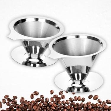 Imagem de Kit Filtro de Café Coador Reutilizável em Inox | Malha Fina, Aço Inoxidável, Fácil de Limpar, Sustentável, Resistente, Portátil, Durável | Tamanhos 102 e 103 - Marca Layed®