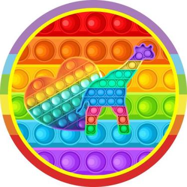 Imagem de Painel de Lona Redondo Pop It Coração e Girafa - Fabrika de Festa