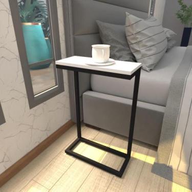 Imagem de Mesa de cabeceira industrial branca off white canto quarto cabeceira m