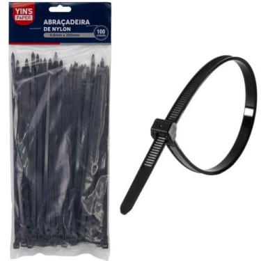 Imagem de Abracadeira de nylon preto yins paper com 100 pecas 4,8x200mm na solap