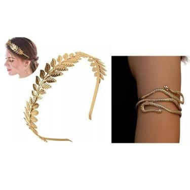Imagem de Kit Arco Tiara Coroa Deusa Grega C/ 1 Bracelete - CM Presentes e Fanta