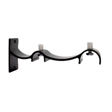 Imagem de Suporte Duplo Alumínio Perfil Invertido Para Varão Wave 28mm PRETO - A