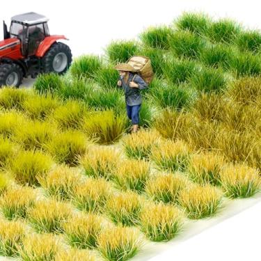 Imagem de Warmtree 80 peças de agrupamento de flores de tufos de grama estática, grupos de vegetação, modelo artificial autoadesivo, arbustos de grama para trem, paisagem, ferrovia, cenário, modelo, bases e