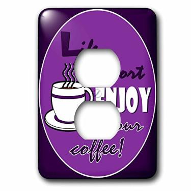 Imagem de 3dRose lsp_58650_6 Coffee Lover Gift Life Is Short Enjoy Your Coffee Purple 2 Plug Outlet Cover