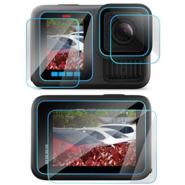 Imagem de YRTIYO Protetor de tela HERO 13 compatível com lentes pretas GoPro Hero 13 e tela LCD, vidro temperado 9H antiarranhões e antibolhas (2 + 2 + 2 pacotes)