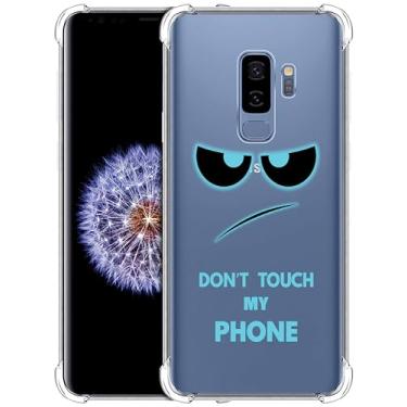 Imagem de GlamCase Capa para Samsung Galaxy S9 Plus, Capa para Samsung S9+ - Don't Touch My Phone Eyes Teal Design Impresso Slim Fit Transparente Flexível À Prova de Choque Capa Traseira para Galaxy S9 Plus
