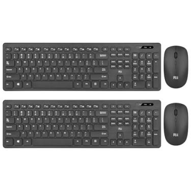 Imagem de (Pacote com 2) Combo de teclado e mouse sem fio – Teclado para PC de escritório padrão Rii e mouse óptico sem fio para Windows/Android TV Box/PC/Laptop/PS3/4