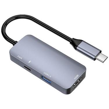 Imagem de Hub USB C, hub Tongtion tipo C com HDMI 4K 60 Hz, dongle USB C 3 em 1 com entrega de energia de 100 W, porta USB 3.0, compatível com MacBook Air, MacBook Pro, XPS, laptop USB C e outros dispositivos