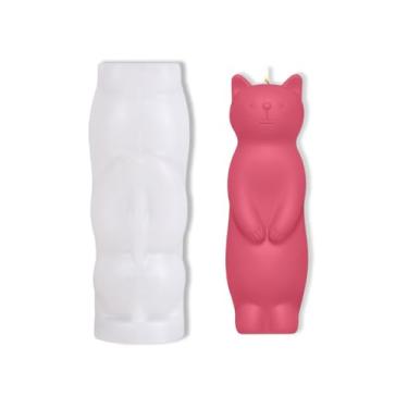 Imagem de Tone Fun Moldes de silicone em forma de gato em pé 3D para fazer velas, resina, velas de aromaterapia, sabonete de cera artesanal, decoração de casa, artesanato