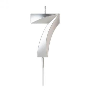 Imagem de Vela Design Prata Número 7 - Silverfestas - SILVER PLASTIC