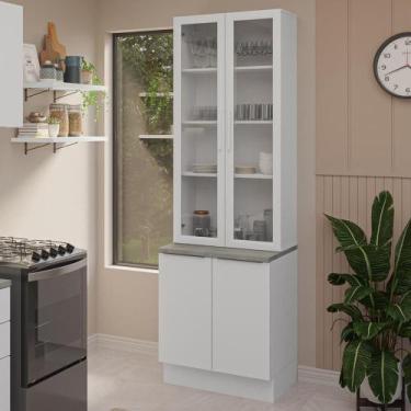 Imagem de Kit Balcão + Cristaleira 70cm Branco Stella Madesa 01, Branco