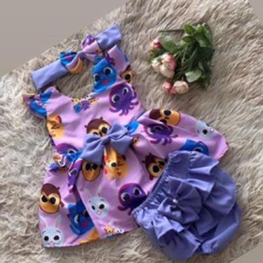 Imagem de Conjunto Bebê Carinho Bolofofo Lilas +Laço de Cabelo +Calcinha - EDYNH