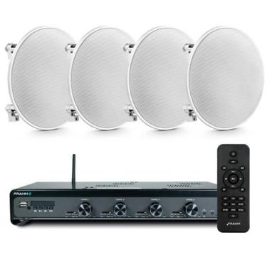 Imagem de Kit Som Ambiente Frahm 4500 Slim + 4 Cx Som Arandela Embutir