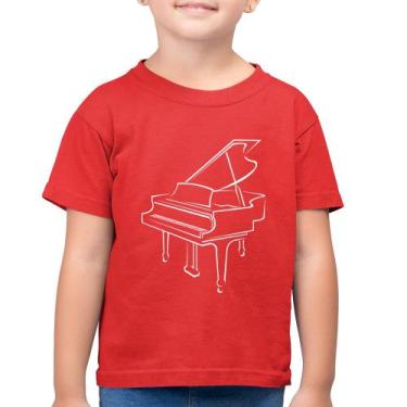 Imagem de Camiseta Algodão Infantil Piano - Foca na Moda, Vermelho, 14