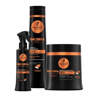 Imagem de Combo Haskell 3 Itens Encorpa Cabelo Engrossador 500ml/g