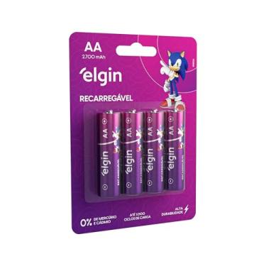 Imagem de Pilha recarregável AA 2700Mah Elgin Com 4 unidades Comum