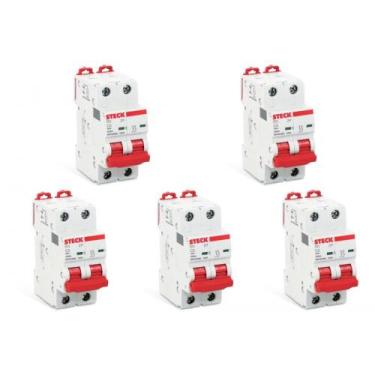 Imagem de Kit C/5 - Disjuntor Steck Din Bipolar 02A   Sdd62C02