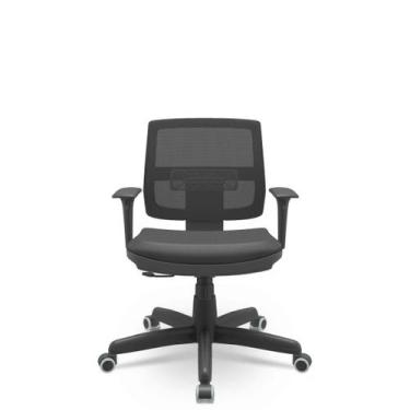 Imagem de Cadeira Brizza Executiva Vinil Tela Mesh Giratória Relax Braços Regulá