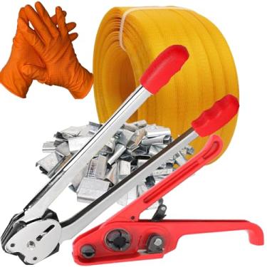 Imagem de Palmarosa kit de cintagem de paletes, kit de cintagem de plástico resistente, kit de cintagem de cintas, selador de ferramenta de tensionamento, conjunto de ferramentas de selador de cintage