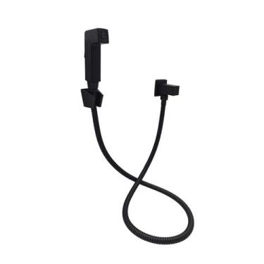 Imagem de Ducha Higiênica Chuveirinho Quadrado Preto Fosco 1/4 Volta Metal Luxo 