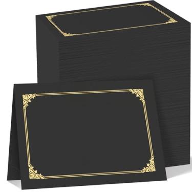 Imagem de HAUTOCO 120 porta-certificados, pastas de diploma pretas, capas de documentos com borda dourada para cartolina tamanho carta 21 x 28 cm, prêmio, formatura