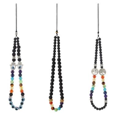 Imagem de OLYCRAFT 3 peças, 3 estilos, contas de olho turco, alças para celular, berloque, alça de pulso mão de Miriam, alças para celular, árvore da vida, corrente de telefone, chaveiro para chaveiro, alça de