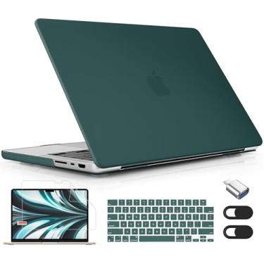 Imagem de Lepeoac Compatível com MacBook Pro 16 polegadas 2023 2022 2021 versão M3 A2991 M2 A2780 M1 A2485 Pro Max, capa rígida de plástico com capa de teclado e protetor de tela, ciano escuro fosco