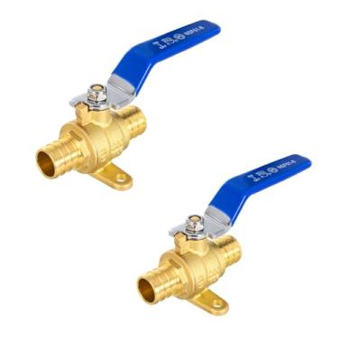 Imagem de (Pacote com 2) Válvula esférica de latão de desligamento Pex Crimp EFIELD de 2,5 cm com orelha de gota, níveis azuis, ASTM F1807, sem chumbo (2)