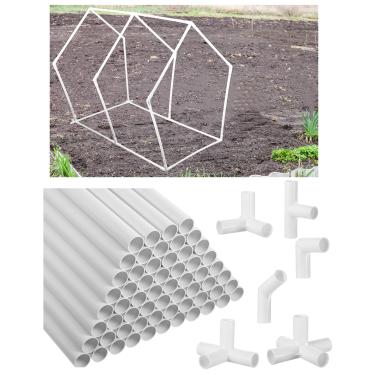 Imagem de Sawysine Conjunto de 102 peças de projetos de PVC DIY incluído 60 peças de tubo de PVC de 60 cm e 42 acessórios de tubulação de conexão para primavera, casa, estufa, jardim, fazenda, oficina, verão