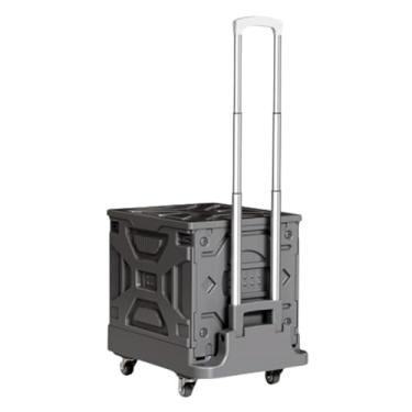 Imagem de carroça Carrinho de vagão portátil com rodas, vagão utilitário dobrável para mercearia, carrinhos e vagões de plástico para transporte/compras dobrável