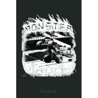 Imagem de Monster Truck Big Jump and Crush Cars - Mud Racing Notebook Vintage Style: Funny Monster Trucks Gifts for Kids Great Kids Appreciation Thank Gag Gifts for Girls Toddler Boys Dad Mom