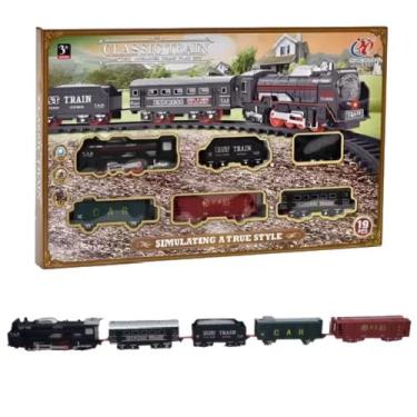 Imagem de Trem Locomotiva Infantil Com Luz, Trilhos, Vagões, Brinquedo Inmetro D