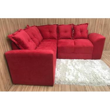 Imagem de Sofá de Canto 4 Lugares Belo em Suede - Veneza Estofados, Vermelho