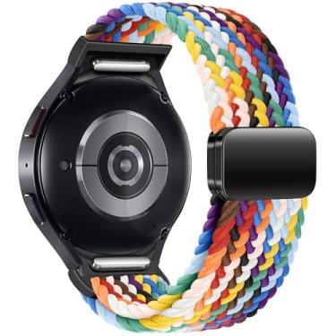Imagem de ALSMGGBPAF Pulseira esportiva de um clique compatível com Samsung Galaxy Watch 7 6 5 4 FE 5 Pro de 40 mm, 44 mm e 45 mm; pulseira de nylon trançado para Galaxy Watch 6 4 Classic de 47 mm, 43 mm, 42 mm