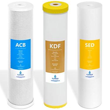Imagem de Express Water Conjunto de filtros de água de metal pesado Whole House – Kit de substituição de filtragem de água de 3 estágios – sedimento, bloco de carbono, filtros de cartucho de alta capacidade KDF