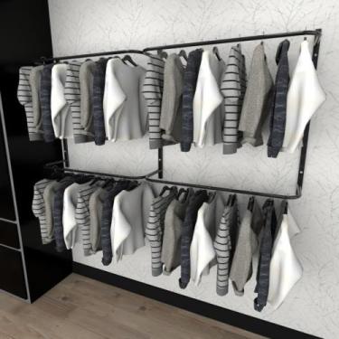 Imagem de Arara de roupas closet quarto com 7 peças cremalheira 200x100 cm cor p