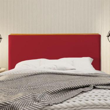 Imagem de Cabeceira Cama Box King 1,93m Estofada Detalhe em Madeira Java Veludo 